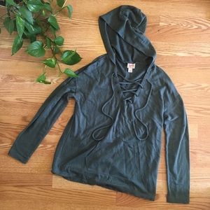 Missimo Lace Up Teal Hoodie